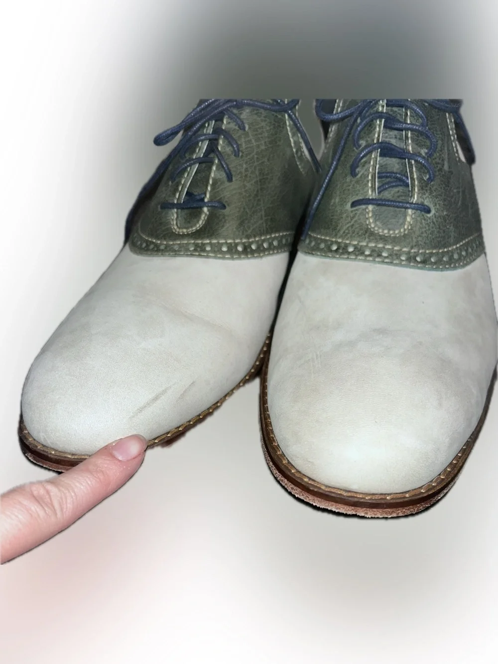 Cole Haan Air Colton Gray Green Saddle Oxford Brogue Nubuck Leather Shoes 13